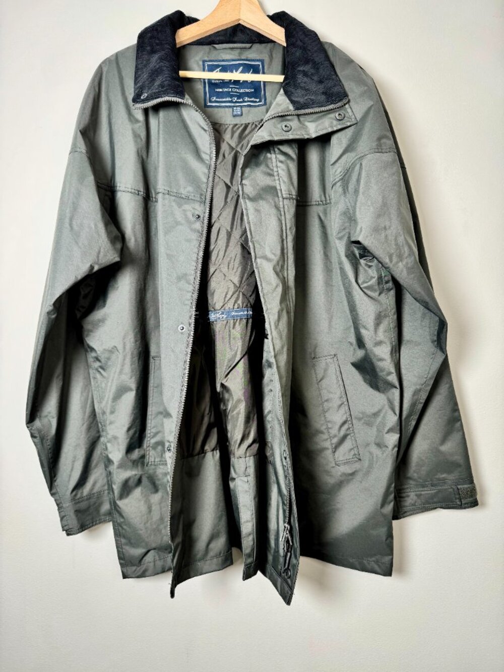 Jack Murphy Men's Green Waterproof Utility Corduroy Trim Coat Jacket Sz 2XL - Picture 6 of 12